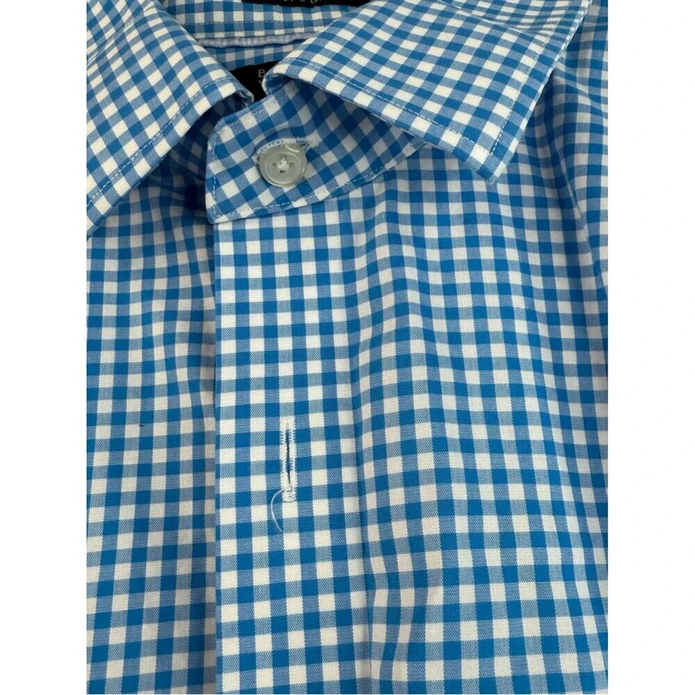 Banana Republic button up shirt Blue and White Gingham Dress Shirt grant fit